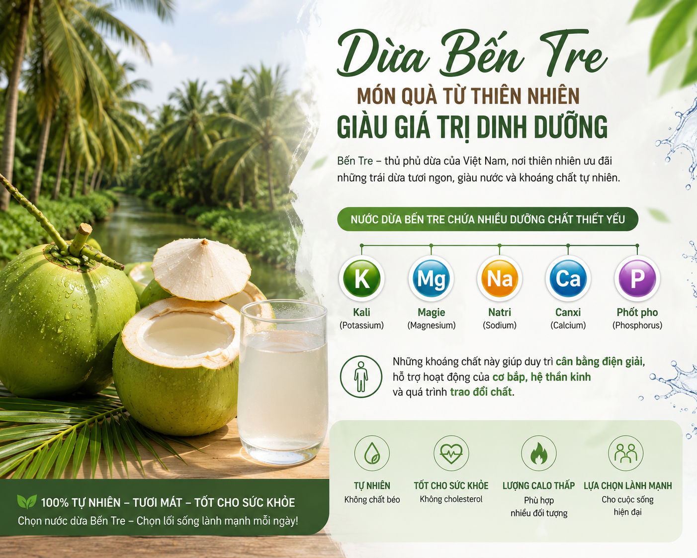 hàm lượng dinh dưỡng dừa bến tre