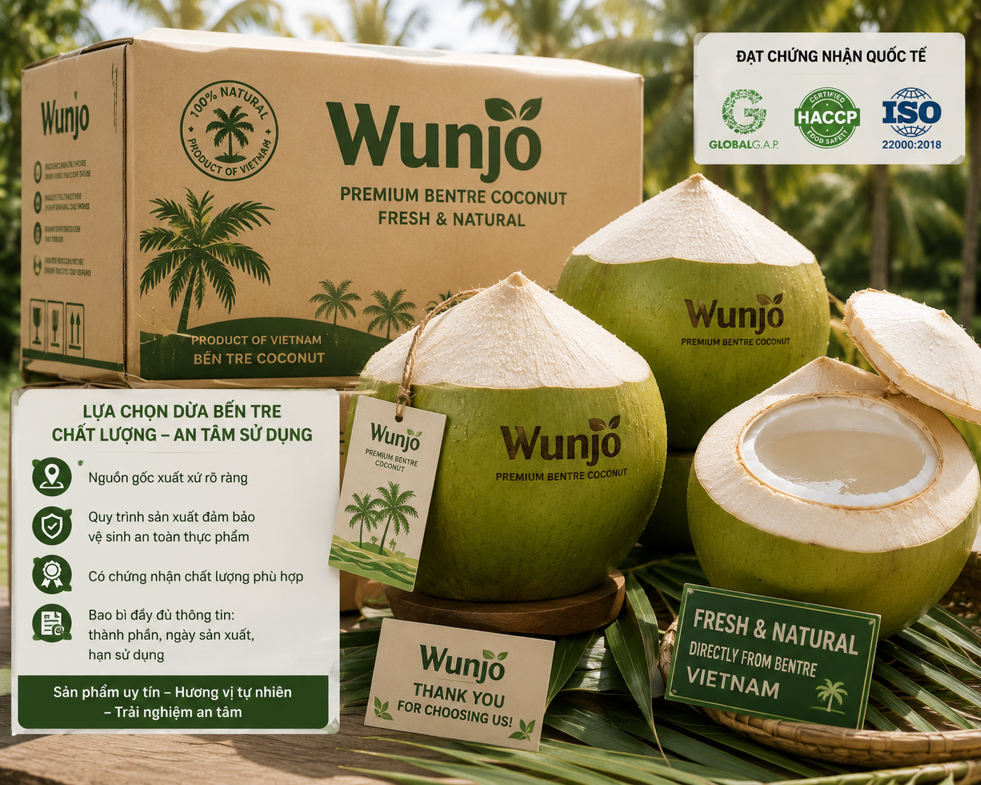 Dừa Bến Tre thương hiệu Wunjo